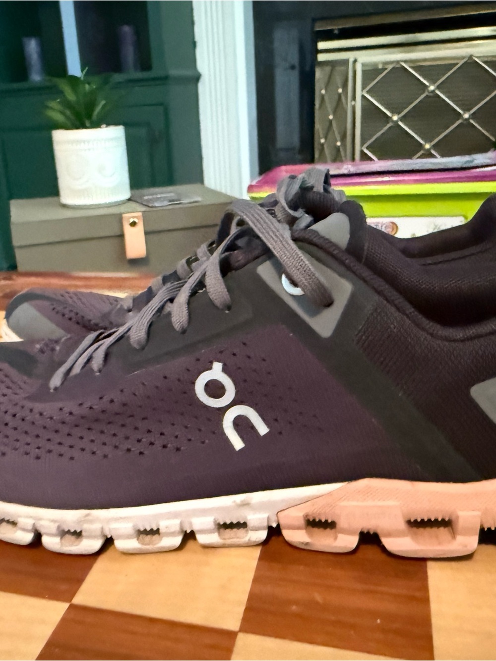 On Running Cloud Running Shoes in Dark Gray and Pink